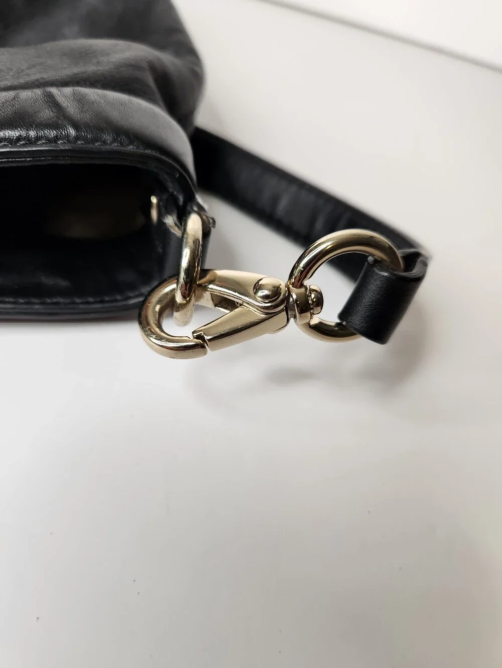 Kate Spade Hamilton Heights Canteen Black Leather Shoulder Bag Gold Hardware